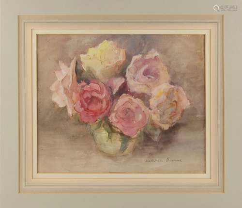 ARR - Property of a lady - Kathleen Browne (1905-2007) - STILL LIFE OF ROSES IN A VASE -