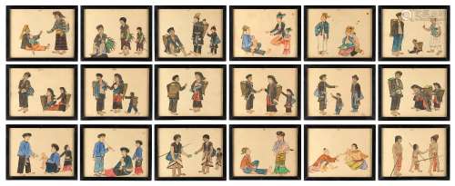 Property of a gentleman - a set of eighteen late 19th / early 20th century Indonesian watercolours