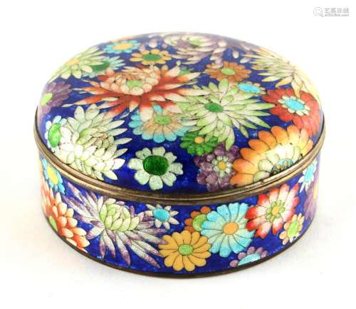Property of a gentleman - an early 20th century Japanese ginbari cloisonne circular box & cover,
