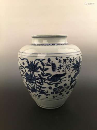 Chinese Blue & White Porcelain Jar