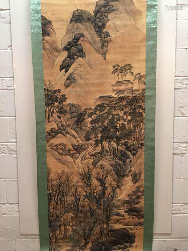 Hanging Scroll of Landscape Painting with Qiantang Lanying Mark