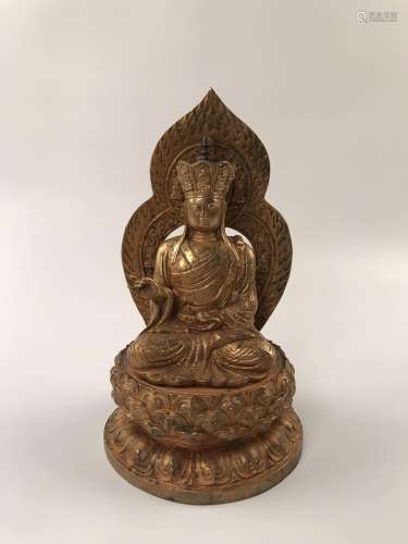 Chinese Gilt Brozen Dizang Bodhisattva Statue