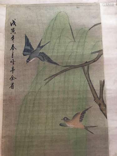 Four Hanging Scrolls Of Flowers And Birds