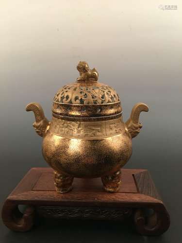 Chinese Gilt Bronze Incense Burner