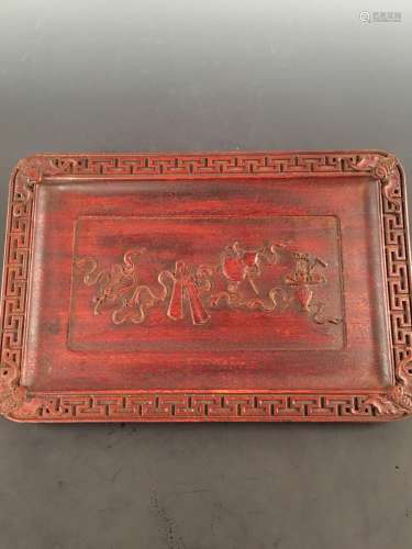 Chinese Old Red Wood Tray