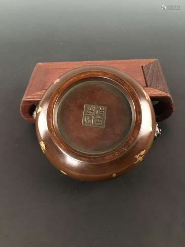 Chinese Bronze With Gilt Dot Censer