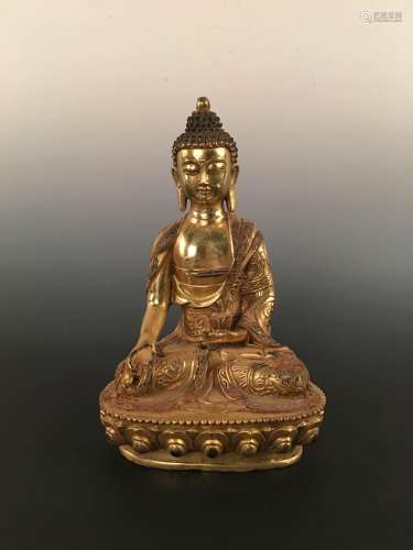 Chinese Gilt Bronze Buddha With Yong Le Mark
