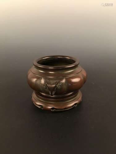 Chinese Bronze  Censer With Ram Heads And Xuan De Mark