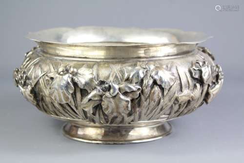 A Chinese Silver Rose Bowl
