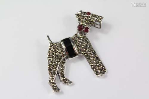 A Silver and Marcasite Brooch of an Airedale Terrier