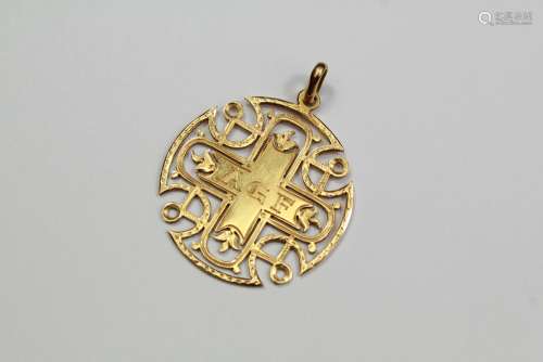 18ct Yellow Gold Filigree Disc Pendant, approx 28 x 28 mm, approx 3