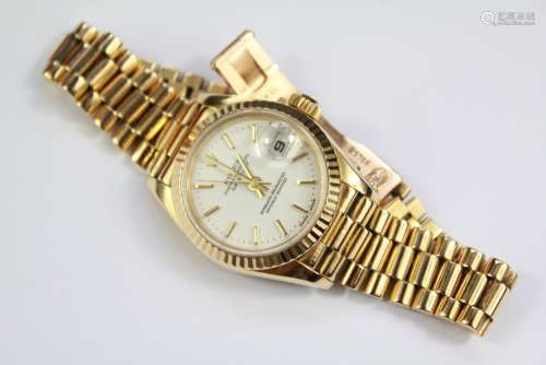 A Rolex Oyster 18ct Yellow Gold Lady's Wrist Watch