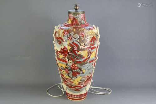 An Early 20th Century Japanese Satsuma Polychrome Lamp Base