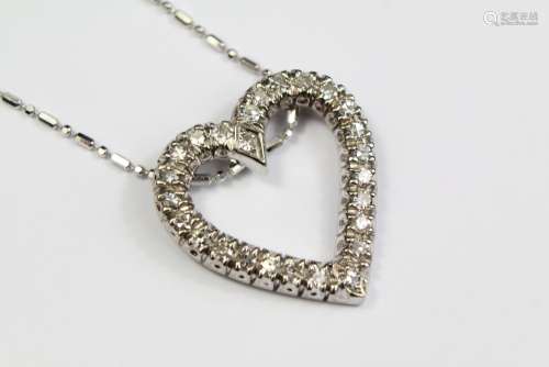 A 14ct White Gold Heart-Shaped Diamond Pendant