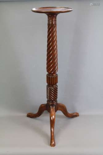 A Vintage Carved Mahogany Torchere