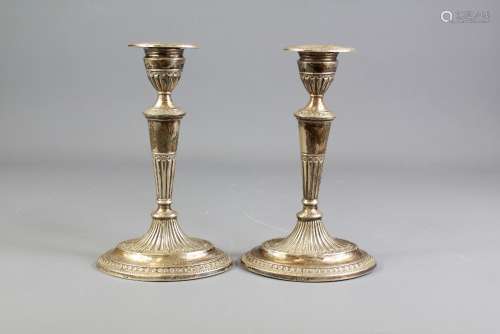 A Pair of Silver Regency-Style Candlesticks