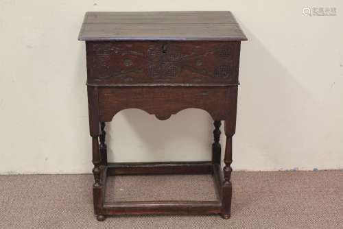 Antique Stained Oak Bible Box on Stand