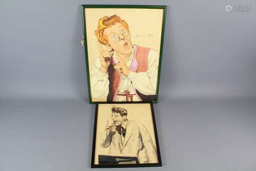 Terry Devereux Cotswold Artist - Pair of Danny Kaye Pen and Wash Portraits