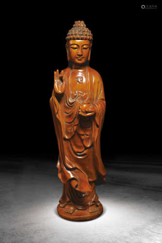 清 黃楊木雕藥師佛像