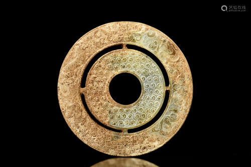 JADE CARVED DISC, BI