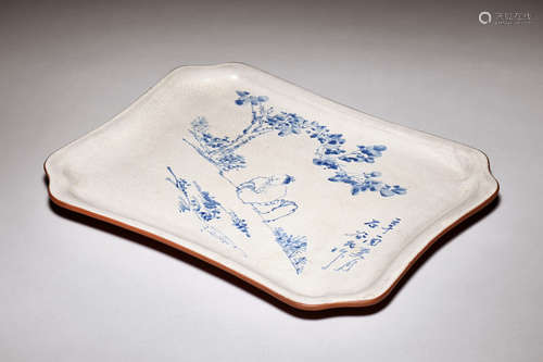 YIXING ZISHA 'SCHOLAR' ROUNDED RECTANGULAR TRAY