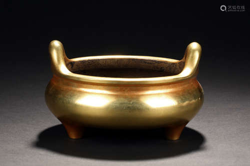 GILT BRONZE TRIPOD CENSER