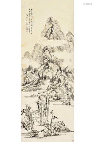 WU ZHENG: INK ON PAPER PAINTING 'MOUNTAIN SCENERY'