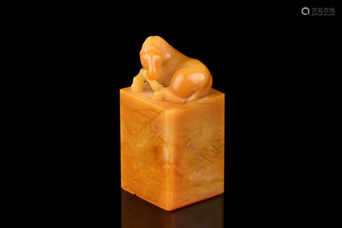 SHOUSHAN SOAPSTONE CARVED 'HORSE' STAMP SEAL