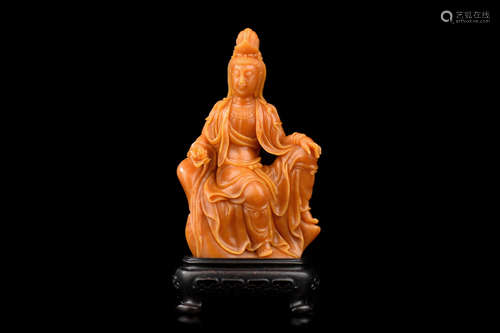 TIANHUANG SOAPSTONE CARVED 'GUANYIN' FIGURE