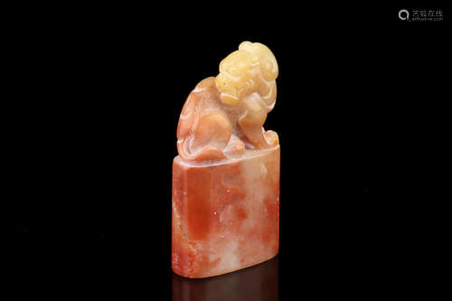 FURONG SOAPSTONE CARVED 'MYTHICAL BEAST' STAMP SEAL