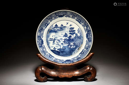 BLUE AND WHITE 'LANDSCAPE SCENERY' CHARGER