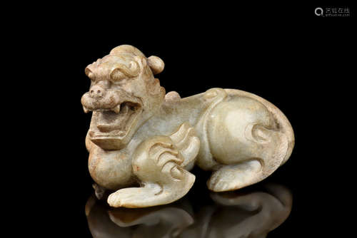 JADE CARVED 'MYTHICAL BEAST' FIGURE