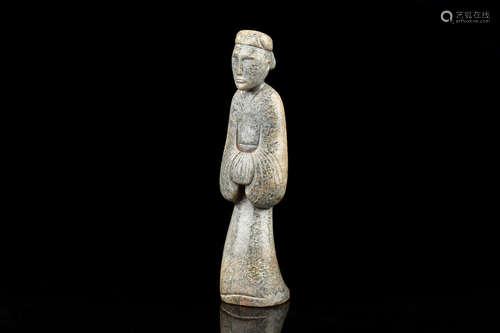 ARCHAIC JADE CARVED 'PERSON' FIGURE