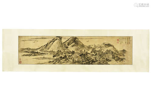 TIE WENG: INK ON PAPER HANDSCROLL 'LANDSCAPE'