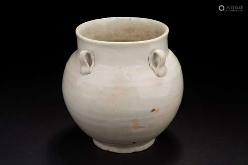 CELADON GLAZED JAR WITH FOUR HANDLES