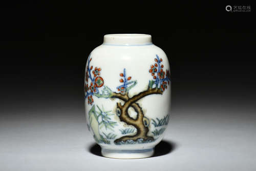 DOUCAI 'PLUM FLOWERS' SMALL JAR