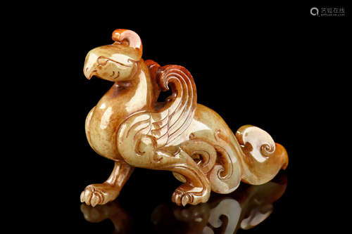 JADE CARVED 'PHOENIX' FIGURE