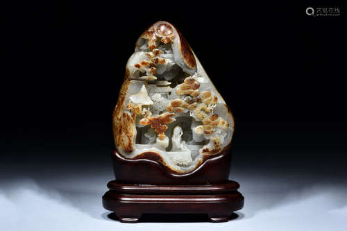 PIERCE CARVED JADE MOUNTAIN BOULDER, SHANZI