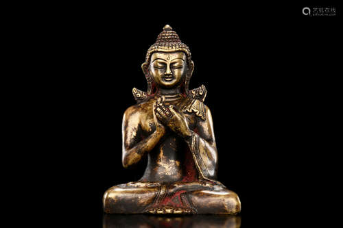 GILT BRONZE CAST BODHISATTVA SEATED FIGURE