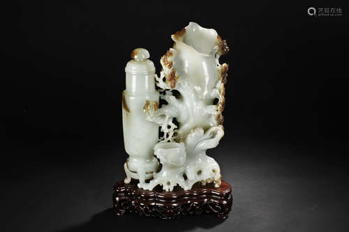 A WHITE JADE CARVED 