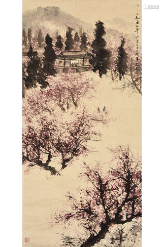 FU BAOSHI: INK AND COLOR ON PAPER PAINTING 'LANDSCAPE SCENERY'