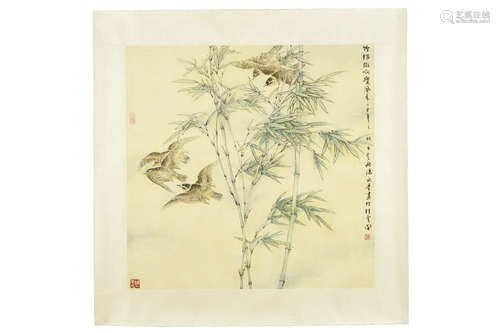 TANG ZHAOJI: INK AND COLOR ON PAPER PAINTING 'BAMBOO'