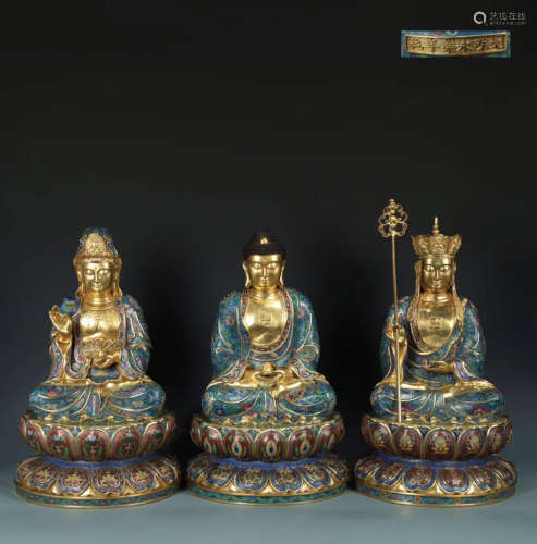 THREE GILT BRONZE BUDDHA STATUES
