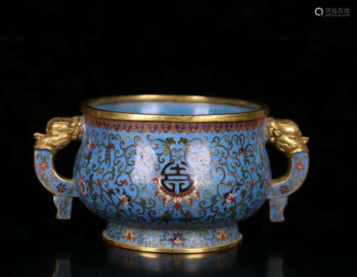 A CLOISONNE WRAPPED FLORAL PATTERN CENSER