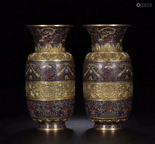 PAIE CLOISONE AUSPICIOUS PATTERN VASES