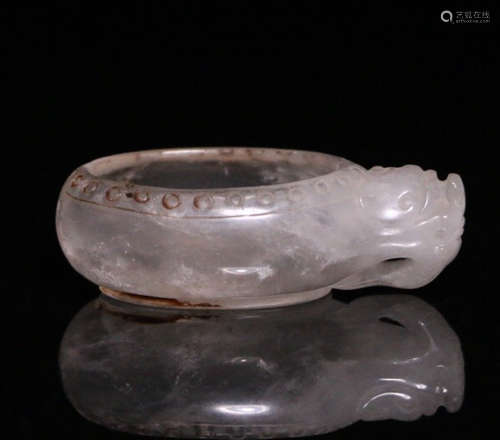 A CRYSTAL CARVED PEN WASHER