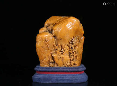 A TIANHUANG STONE CARVED POETRY LANDSCAPE PATTERN ORNAMENT