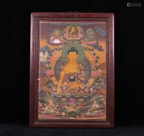 A TIBETAN PHARMACIST BUDDHA PATTERN THANGKA