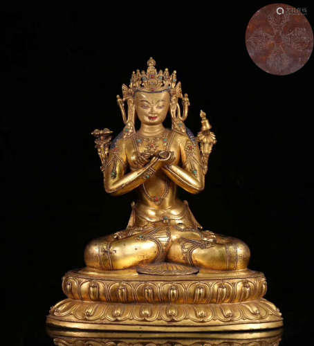 A GILT BRONZE KINGANG BUDDHA