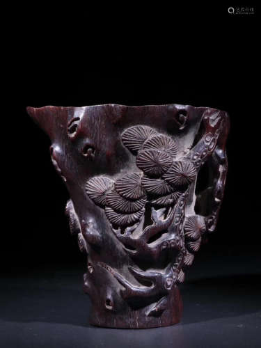 A ZITAN WOOD CARVED JUE CUP